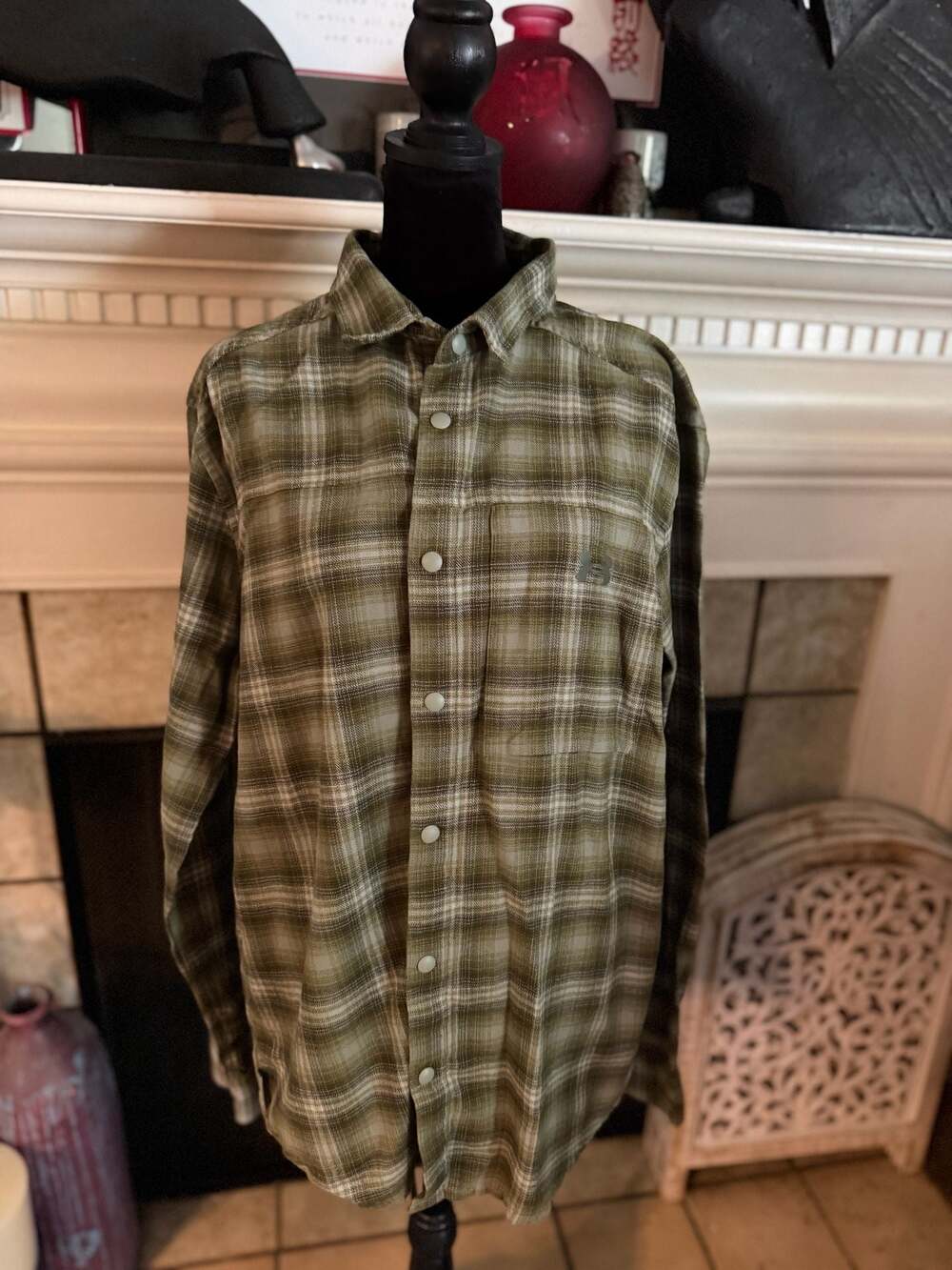 Under Armour Men's Tradesman Flex Flannel Snap Front Shirt, Olive Green Plaid
